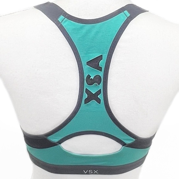 Victoria's Secret VSX Aqua Turquoise Gray Heavily Padded Comfort Sports Bra 34A - Picture 3 of 3